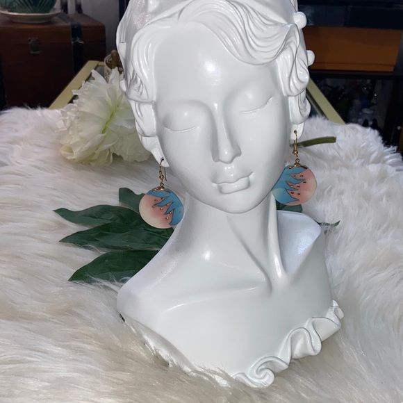 Ceramic Pastel Color Gold Tone Earrings - Picture 6 of 17